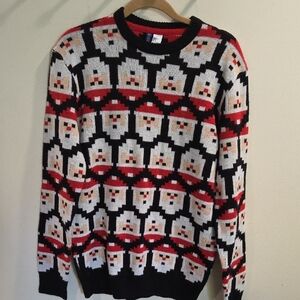 Divided Festive Santa Crewneck Sweater - Black, Red, White